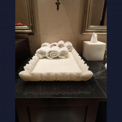 Decorative Leaf Edge Marble Tray 